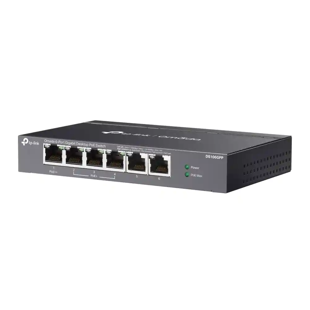 Omada 6-Port Gigabit Unmanaged Desktop Switch with 3-Port PoE+ and 1-Port PoE++ DS106GPP