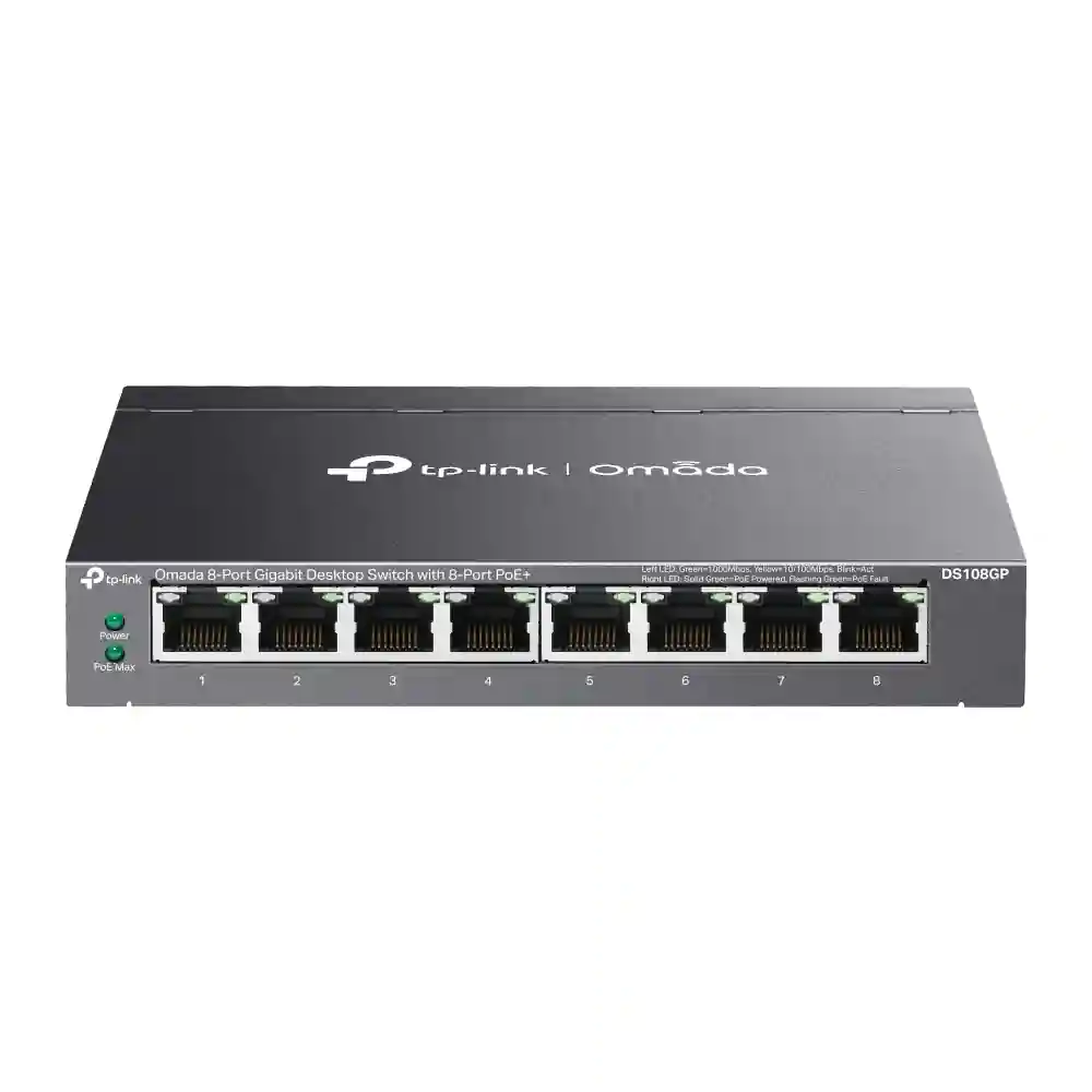Omada 8-Port Gigabit Unmanaged Desktop Switch with 8-Port PoE+ DS108GP Omada 8-Port Gigabit Unmanaged Desktop Switch with 8-Port PoE+ DS108GP