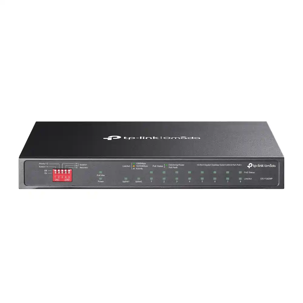 Omada 10-Port Gigabit Unmanaged Desktop Switch with 8-Port PoE+ DS110GMP