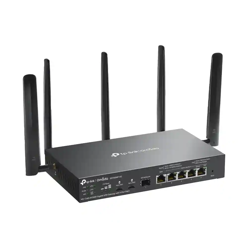 Omada 4G+ Cat6 AX3000 Gigabit VPN Gateway with 4-Port PoE+ ER706WP-4G
