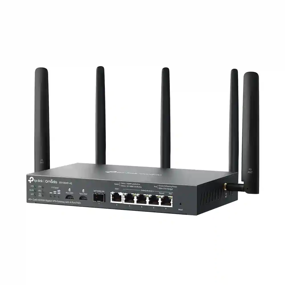 Omada 4G+ Cat6 AX3000 Gigabit VPN Gateway with 4-Port PoE+ ER706WP-4G