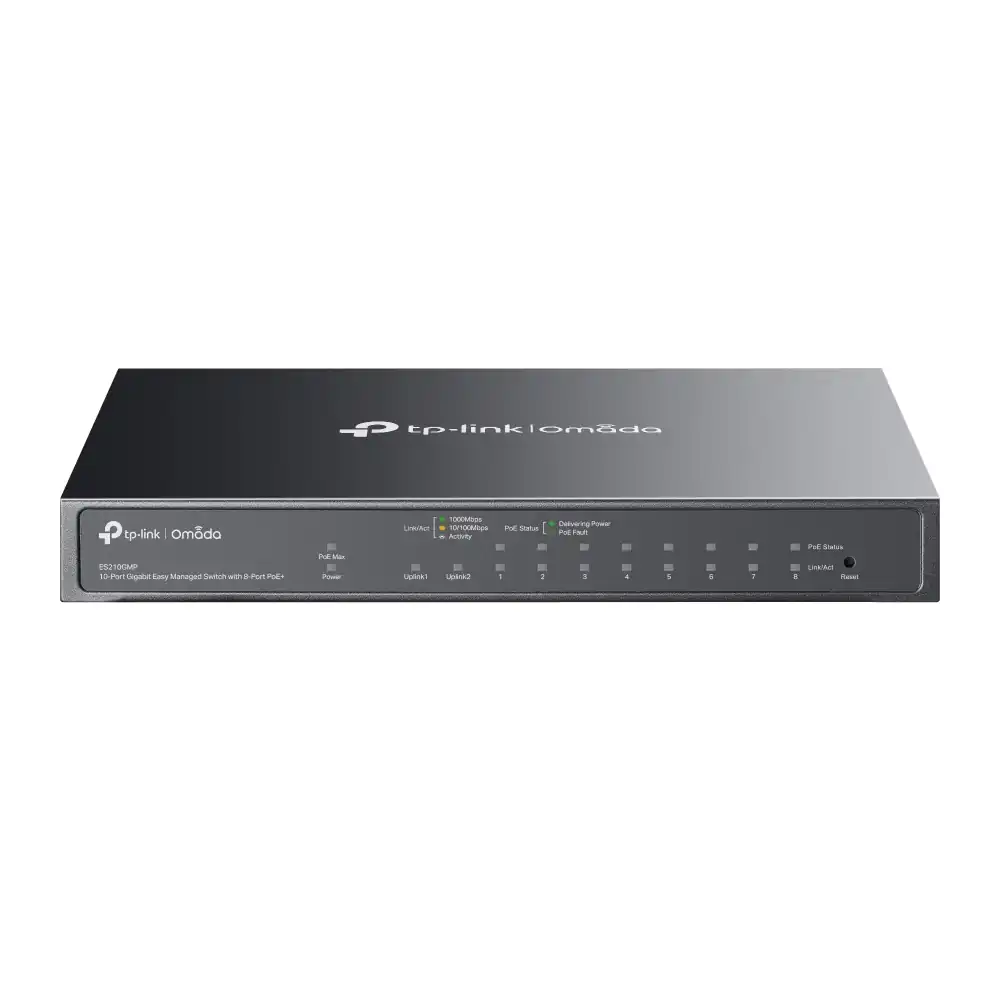 Omada 10-Port Gigabit Easy Managed Switch with 8-Port PoE+ ES210GMP