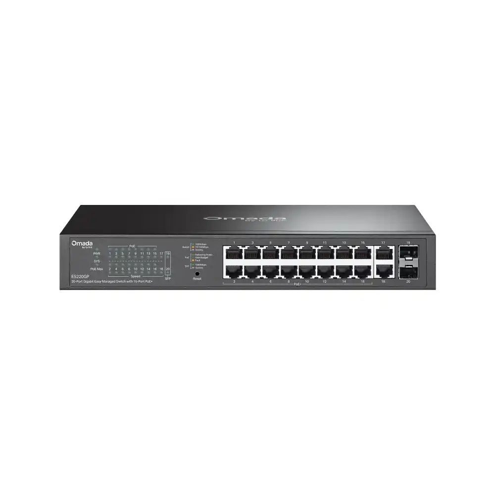 Omada 20-Port Gigabit Easy Managed Switch with 16-Port PoE+ ES220GP