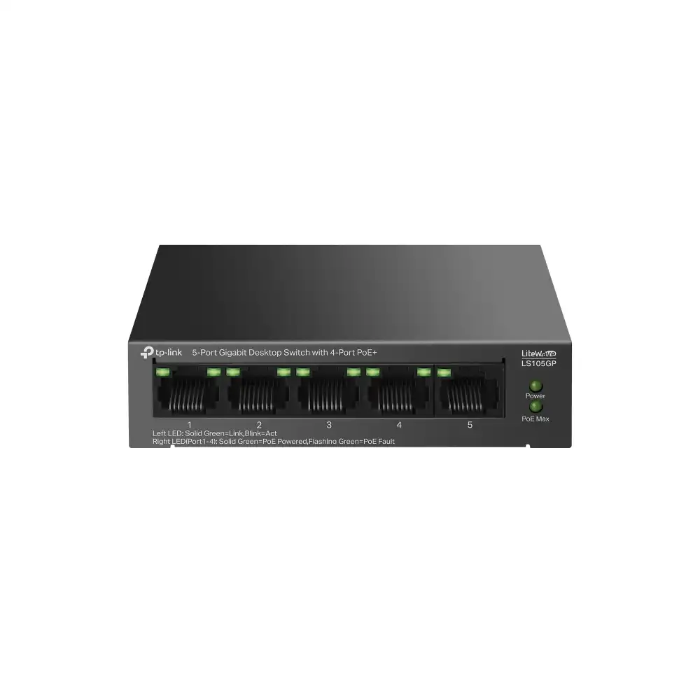 Omada 5-Port Gigabit Desktop Switch with 4-Port PoE+ LS105GP Omada 5-Port Gigabit Desktop Switch with 4-Port PoE+ LS105GP