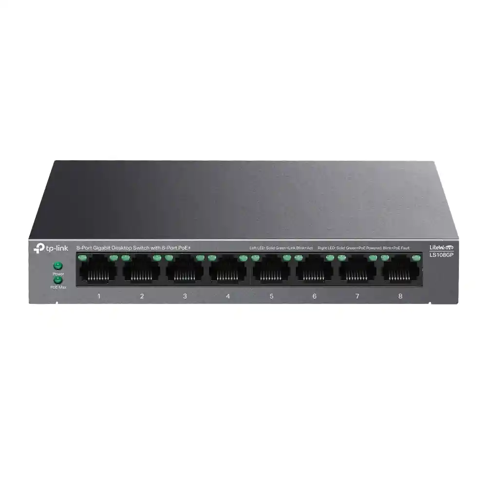 Omada 8-Port Gigabit Desktop Switch with 8-Port PoE+ LS108GP Omada 8-Port Gigabit Desktop Switch with 8-Port PoE+ LS108GP