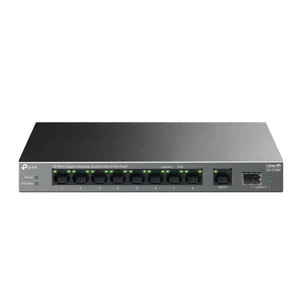 Omada 10-Port Gigabit Desktop Switch with 8-Port PoE+ LS1210GP Omada 10-Port Gigabit Desktop Switch with 8-Port PoE+ LS1210GP