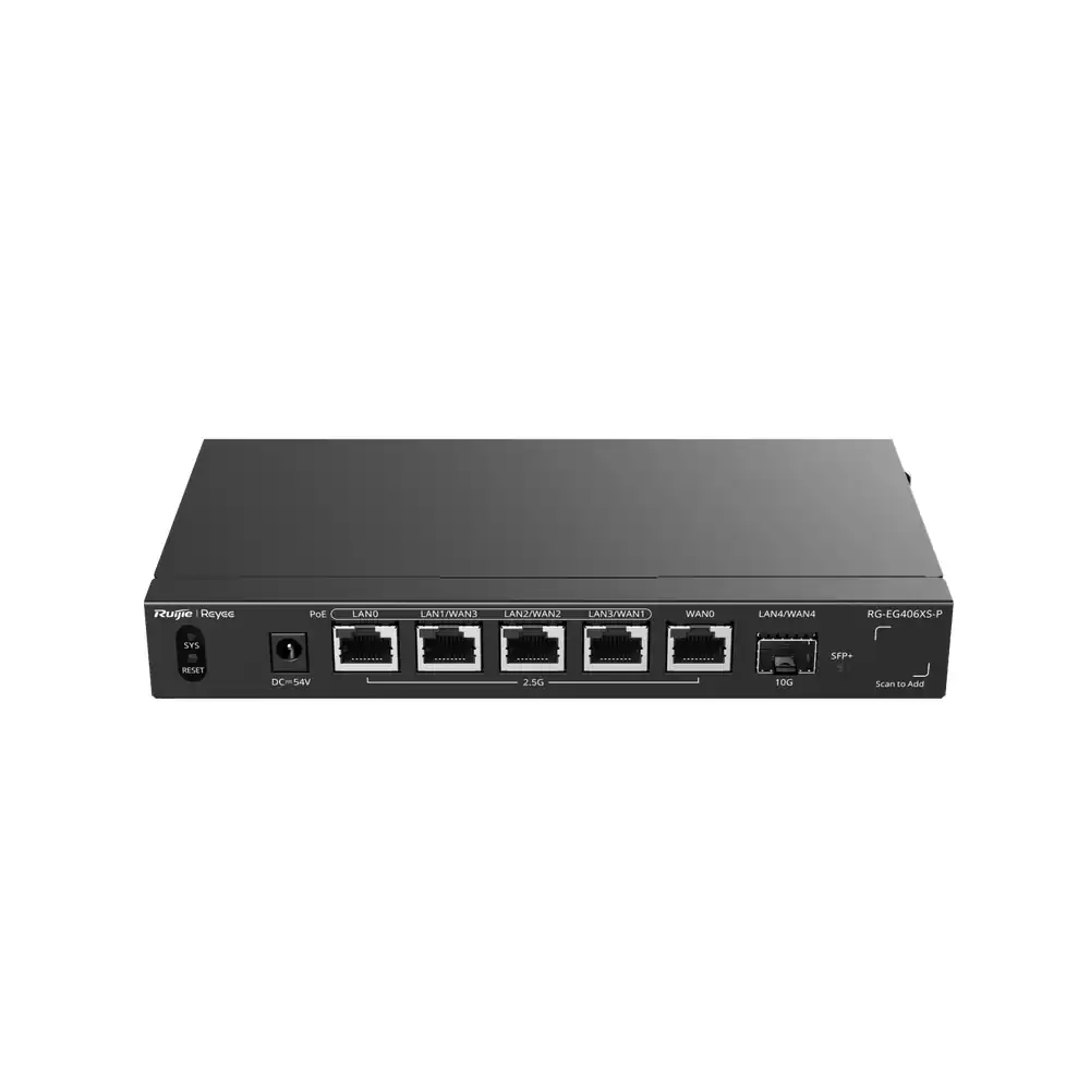 Reyee 5-Port (4 PoE/PoE+) 2.5G Cloud Managed Router, 1 x 10G Port RG-EG406XS-P Reyee 5-Port (4 PoE/PoE+) 2.5G Cloud Managed Router, 1 x 10G Port RG-EG406XS-P