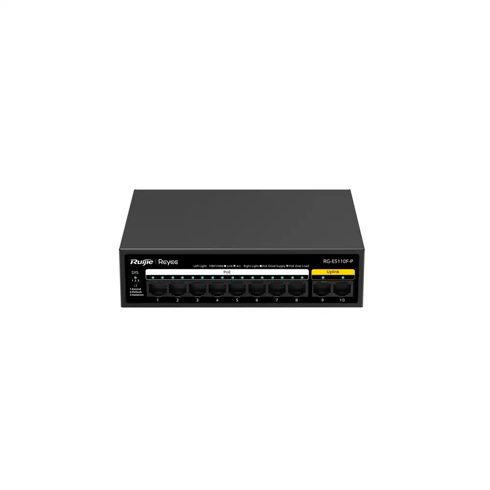 Reyee 10-Port 10/100 Mbps Unmanaged PoE Switch RG-ES110F-P