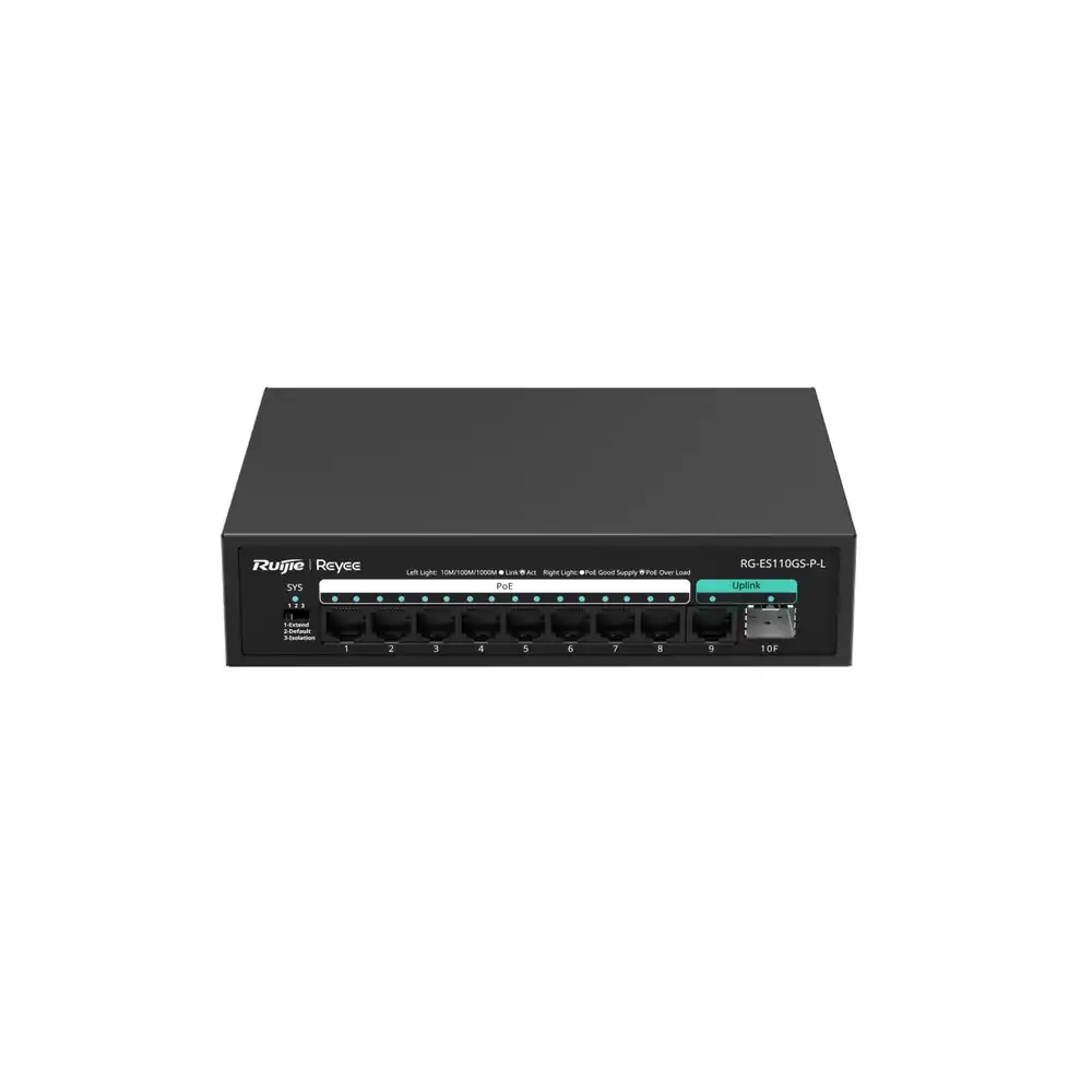 Reyee 10-Port 10/100/1000 Mbps Unmanaged PoE Switch RG-ES110GS-P-L