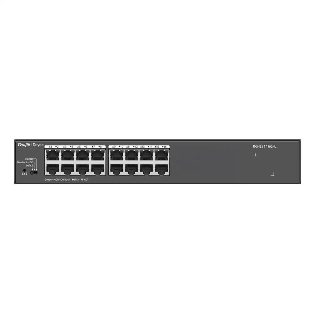 Reyee 16-Port 10/100/1000 Mbps Unmanaged Non-PoE Switch RG-ES116G-L Reyee 16-Port 10/100/1000 Mbps Unmanaged Non-PoE Switch RG-ES116G-L