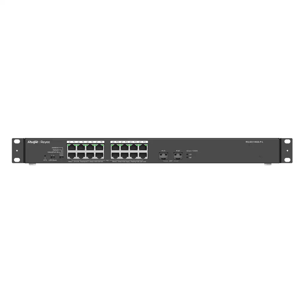 Reyee 18-Port 10/100/1000 Mbps Unmanaged PoE Switch RG-ES118GS-P-L
