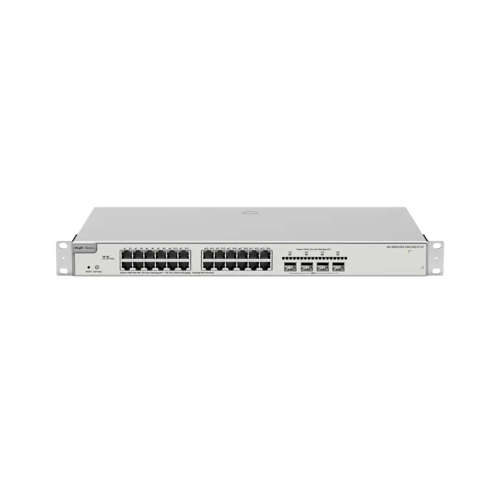 Reyee 24-port Gigabit Layer 3 PoE Switch, 4 SFP+ Uplink RG-NBS5200-24GT4XS-P-V2 Reyee 24-port Gigabit Layer 3 PoE Switch, 4 SFP+ Uplink RG-NBS5200-24GT4XS-P-V2
