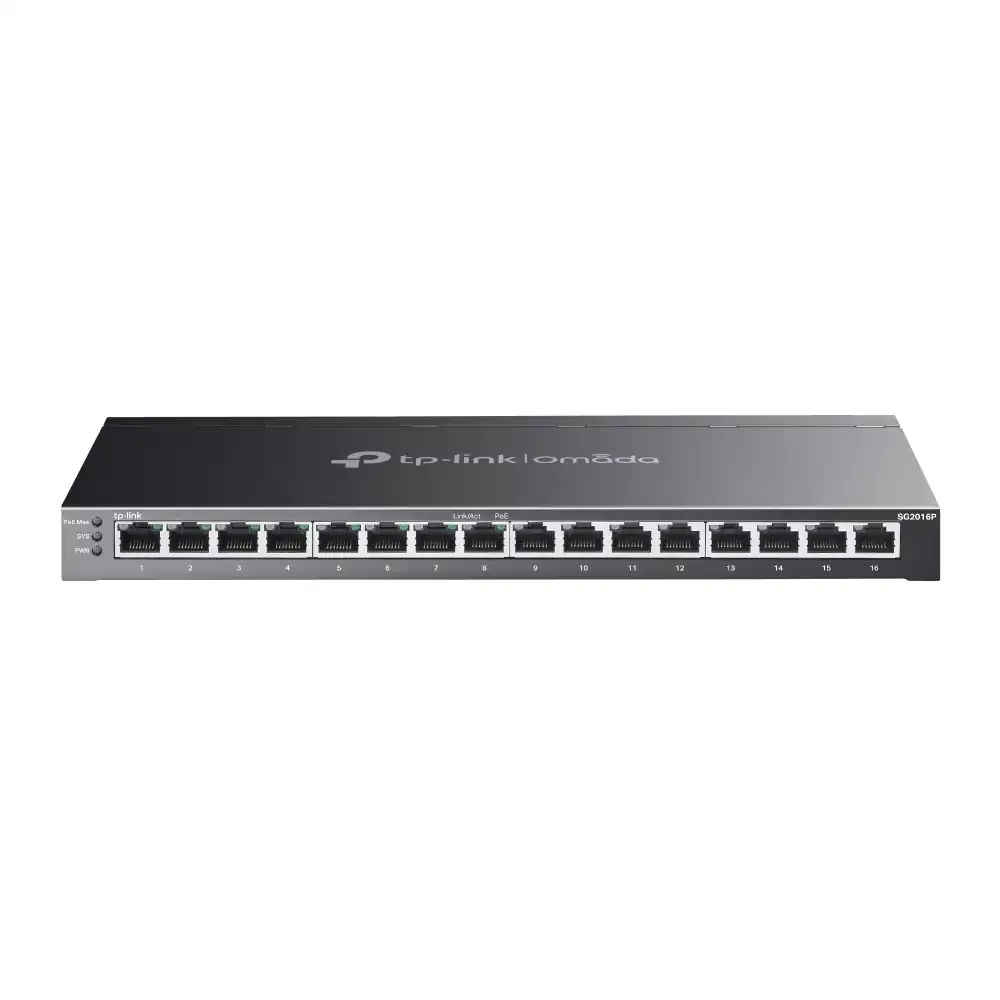 Omada 16-Port Gigabit Smart Switch with 8-Port PoE+ SG2016P