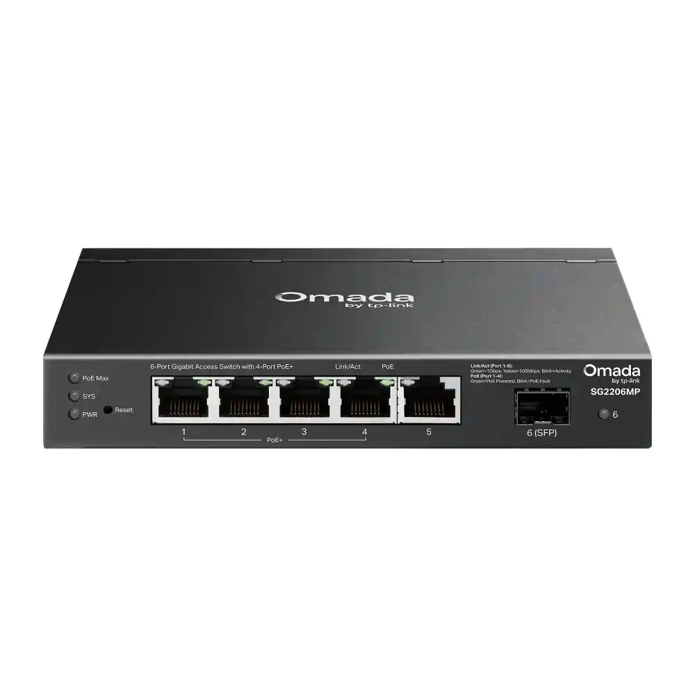 Omada Access 6-Port Gigabit Switch with 4-Port PoE+ SG2206MP