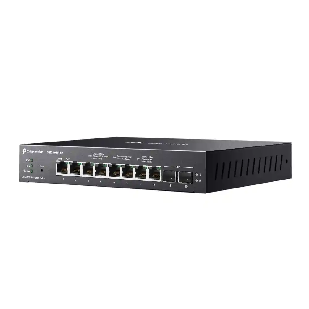 Omada 8-Port 2.5GBASE-T and 2-Port 10GE SFP+ Smart Switch with 8-Port PoE+ SG2210XMP-M2