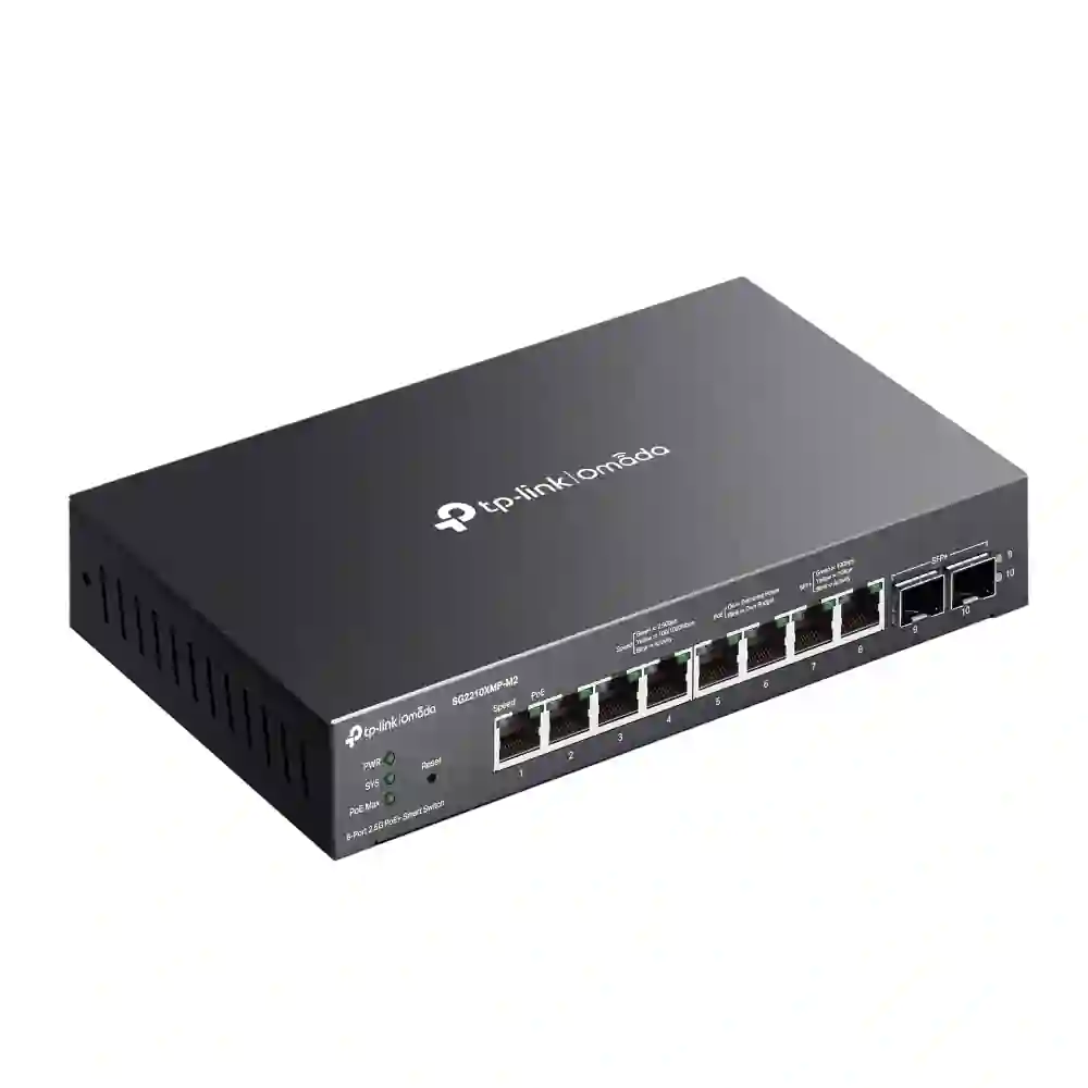 Omada 8-Port 2.5GBASE-T and 2-Port 10GE SFP+ Smart Switch with 8-Port PoE+ SG2210XMP-M2