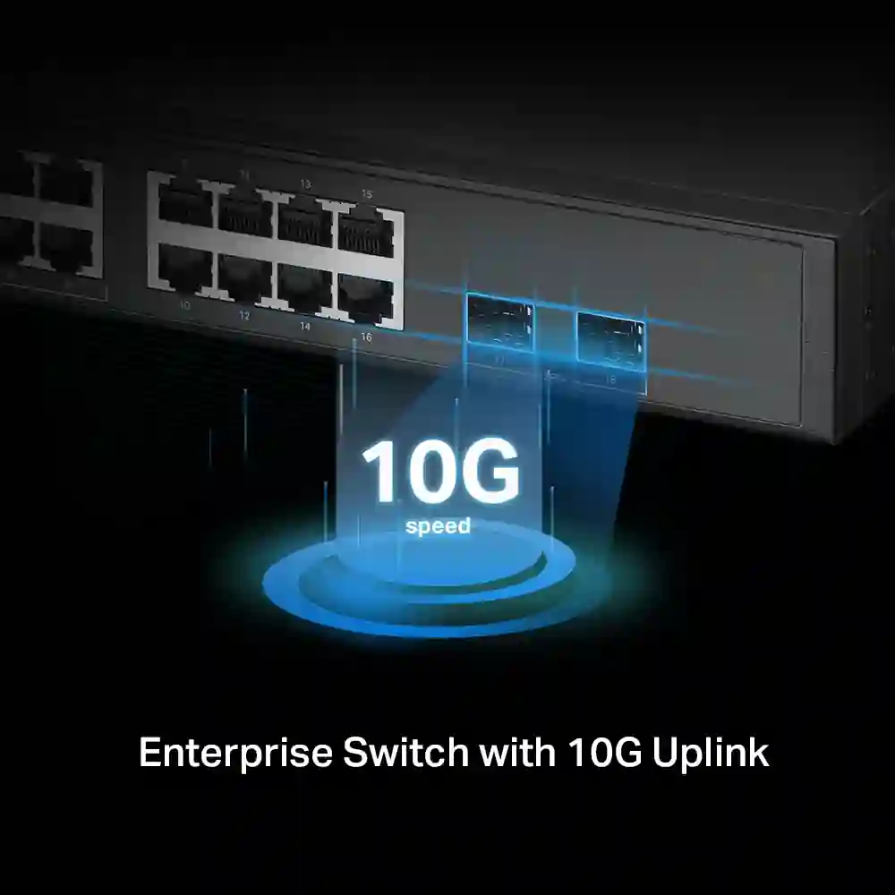 Omada 16-Port 2.5G and 2-Port 10GE SFP+ L2+ Managed Switch with 8-Port PoE+ SG3218XP-M2