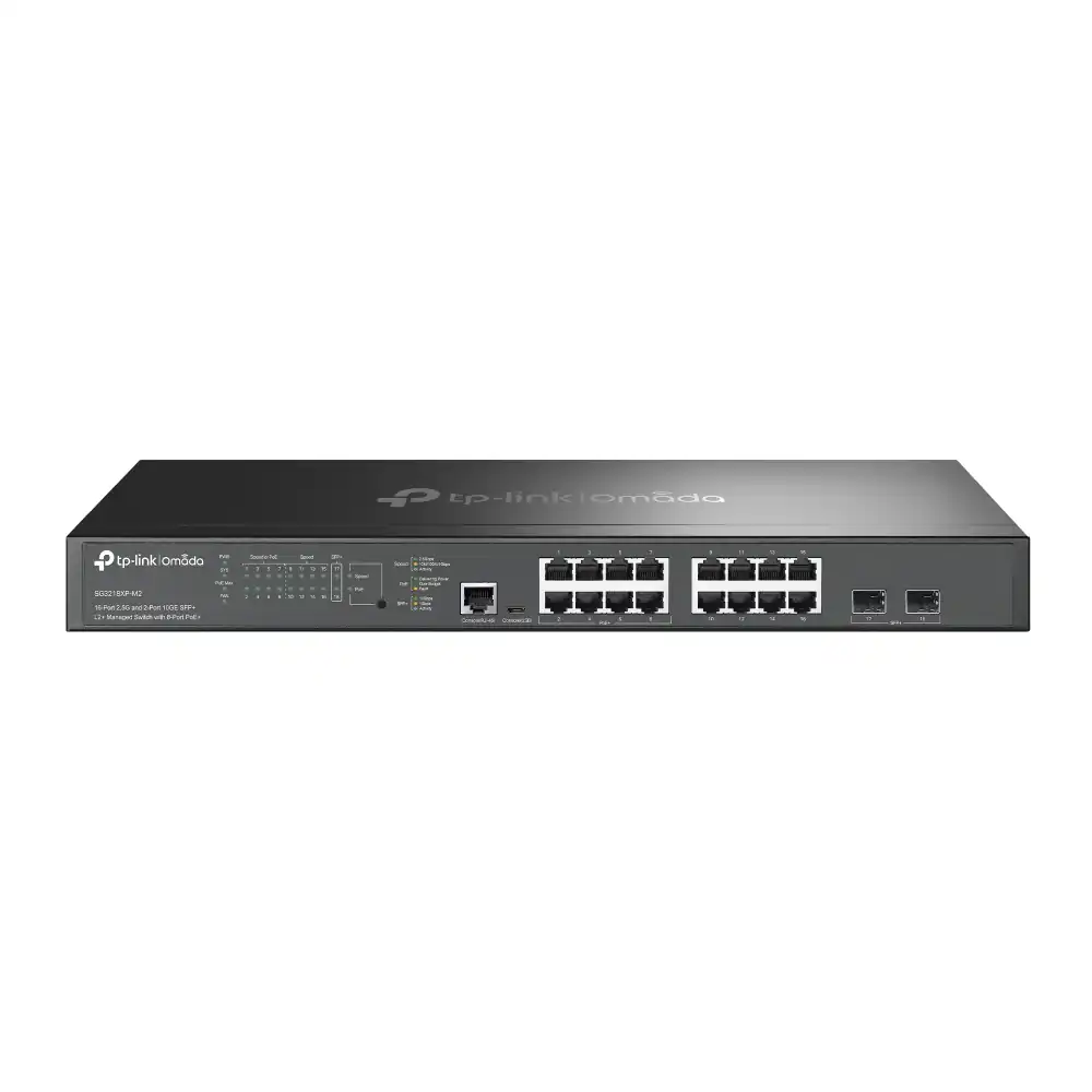 Omada 16-Port 2.5G and 2-Port 10GE SFP+ L2+ Managed Switch with 8-Port PoE+ SG3218XP-M2