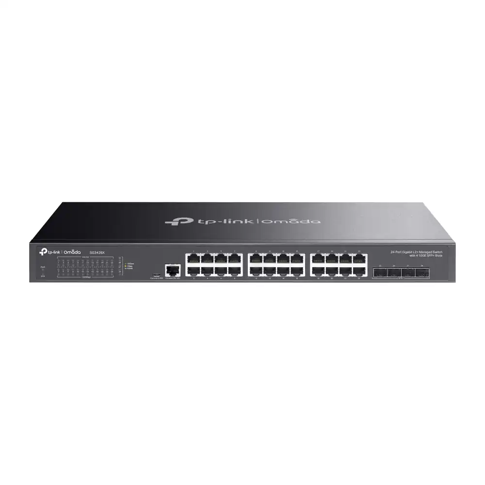 Omada 24-Port Gigabit L2+ Managed Switch with 4 10GE SFP+ Slots SG3428X Omada 24-Port Gigabit L2+ Managed Switch with 4 10GE SFP+ Slots SG3428X