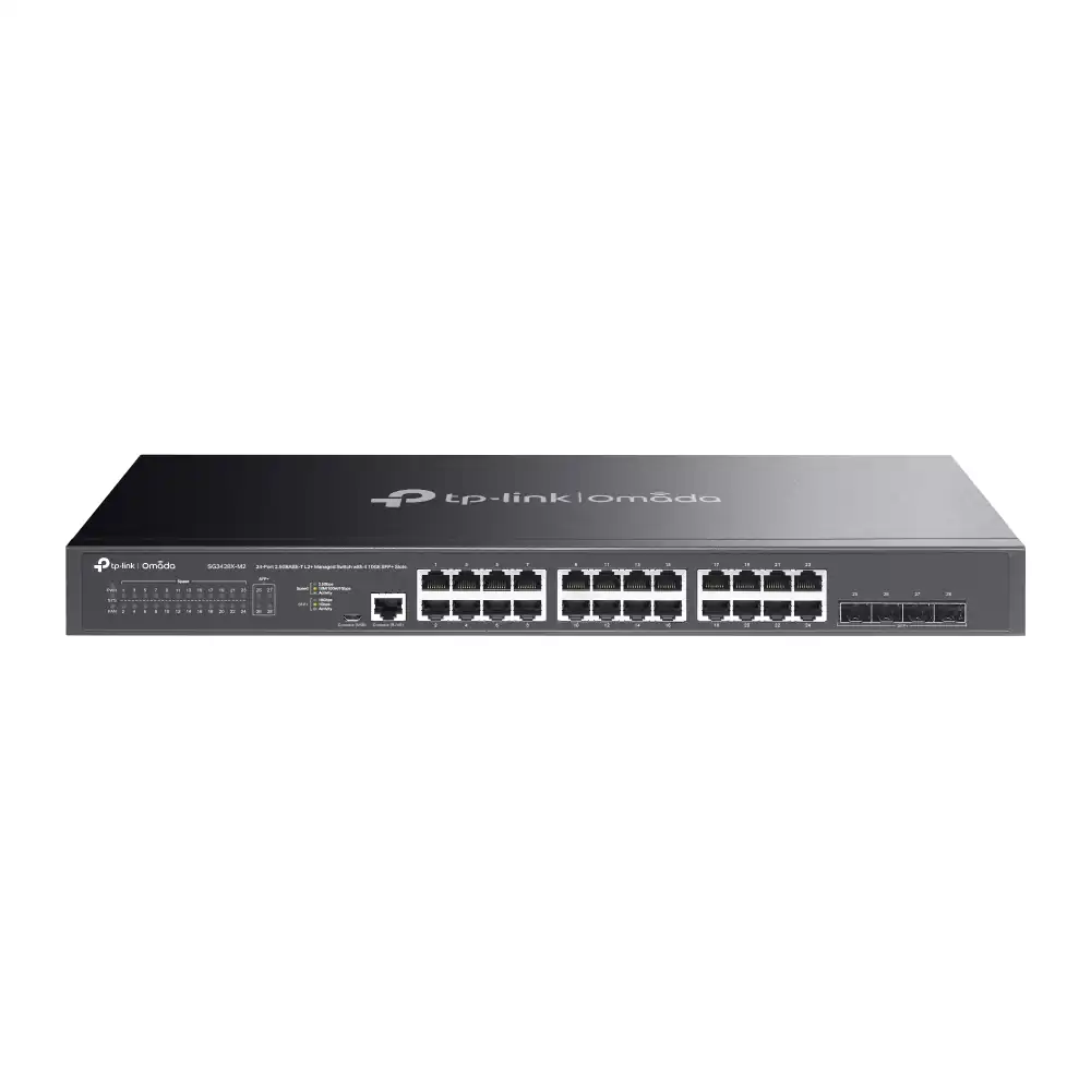 Omada 24-Port 2.5GBASE-T L2+ Managed Switch with 4 10GE SFP+ Slots SG3428X-M2 Omada 24-Port 2.5GBASE-T L2+ Managed Switch with 4 10GE SFP+ Slots SG3428X-M2