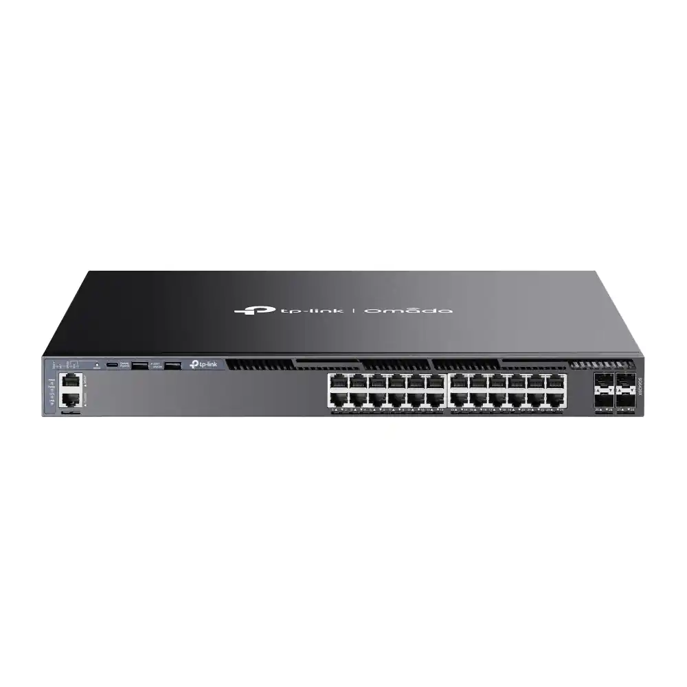 Omada 24-Port Gigabit Stackable L3 Managed Switch with 4 10G Slots SG6428X Omada 24-Port Gigabit Stackable L3 Managed Switch with 4 10G Slots SG6428X
