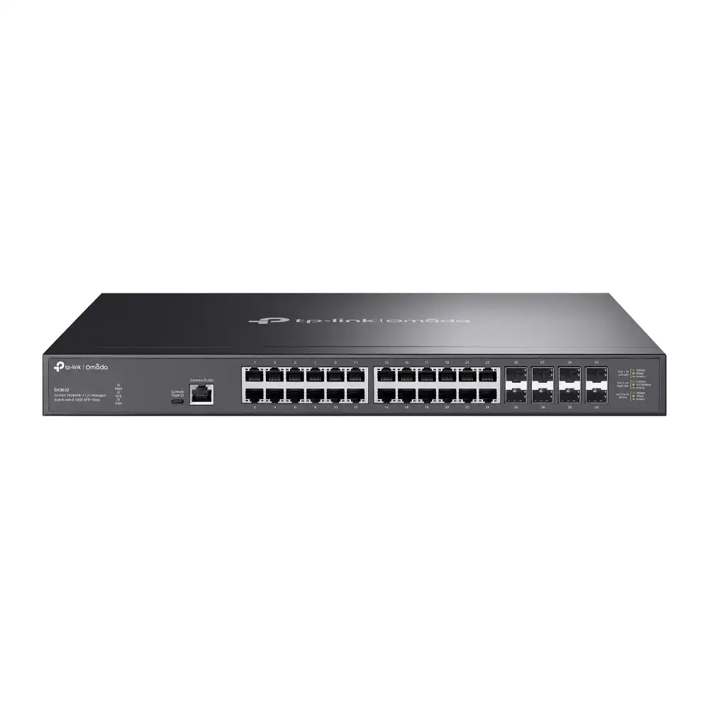 Omada 24-Port 10GBASE-T L2+ Managed Switch with 8 10GE SFP+ Slots SX3832 Omada 24-Port 10GBASE-T L2+ Managed Switch with 8 10GE SFP+ Slots SX3832