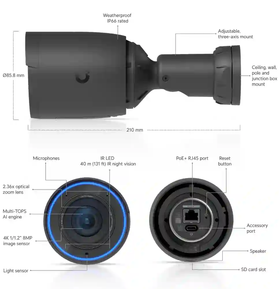 Ubiquiti UniFi Camera G6 Pro Bullet UVC-G6-Pro-Bullet Ubiquiti UniFi Camera G6 Pro Bullet UVC-G6-Pro-Bullet