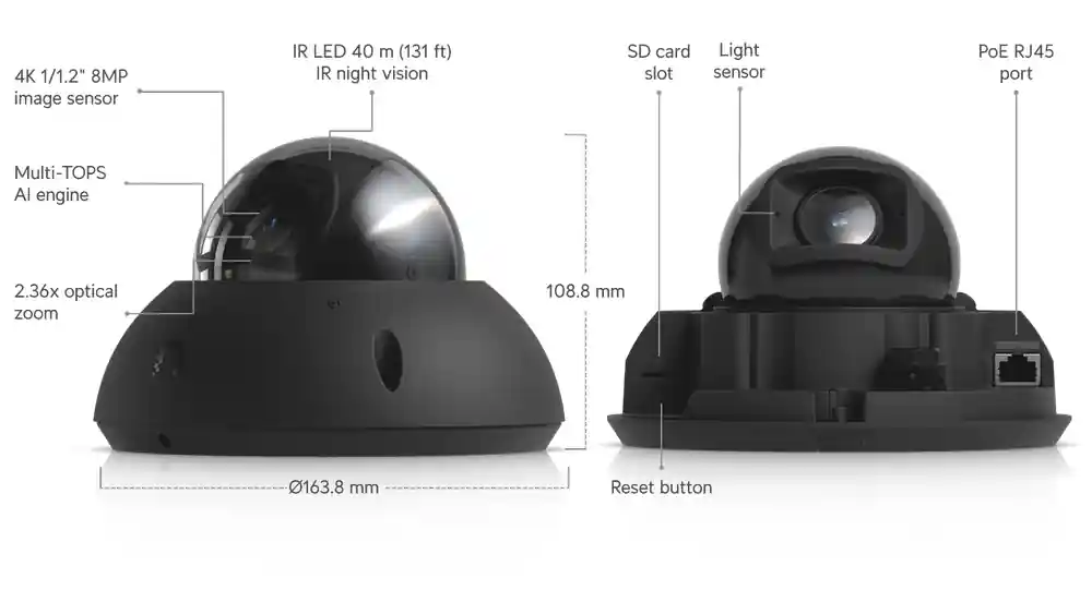 Ubiquiti UniFi Camera G6 Pro Dome UVC-G6-Pro-Dome Ubiquiti UniFi Camera G6 Pro Dome UVC-G6-Pro-Dome